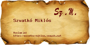 Szvatkó Miklós névjegykártya